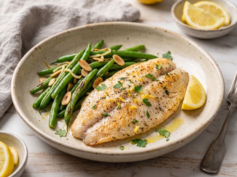 Filetes de tilapia con judías verdes