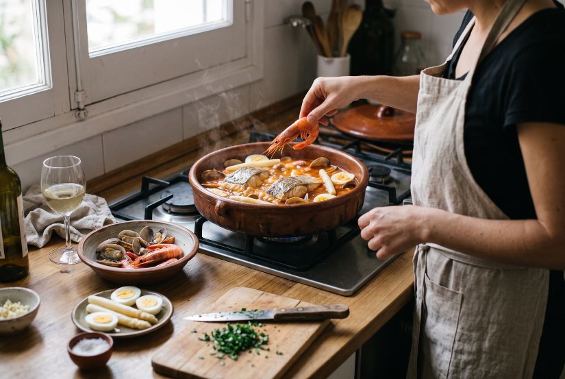 receta de merluza con gambas y almejas